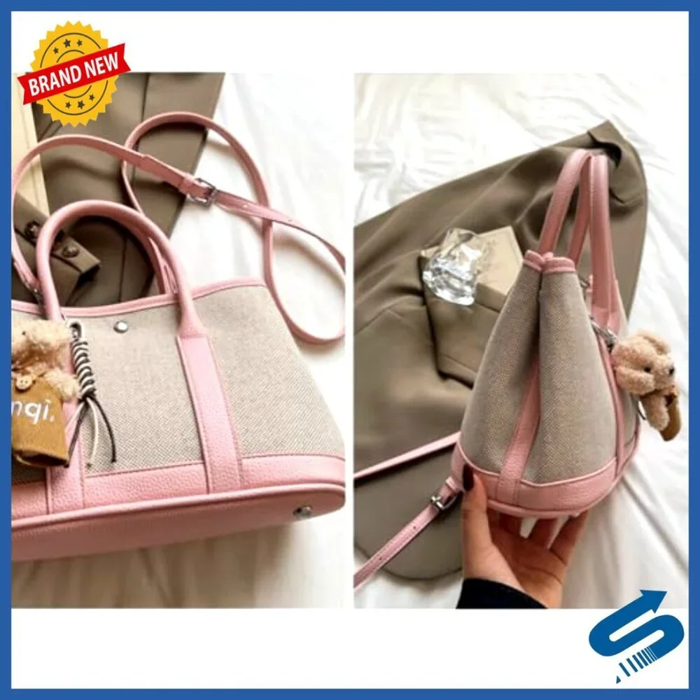 Canvas Tote Shoulder Bag Top Handle Satchel Minimal Chic Versatile Women